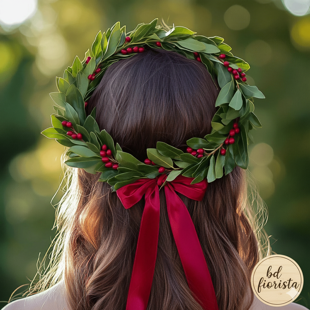 corona d'alloro co bacche rosse